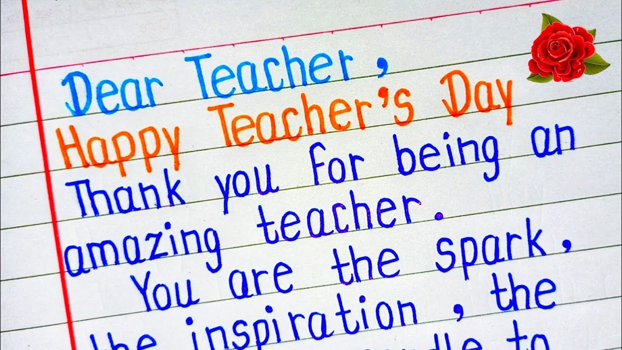 Teachers Day Card  Writing/Teacher Day 2025/Teachers Day Letter In English/Thank you Teacher