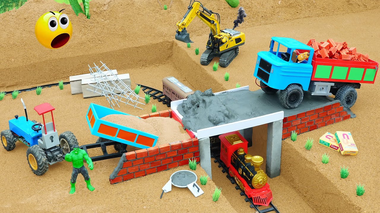 DIY Mini Concrete Bridge Building Science Project Using Bricks & Construction Vehicles