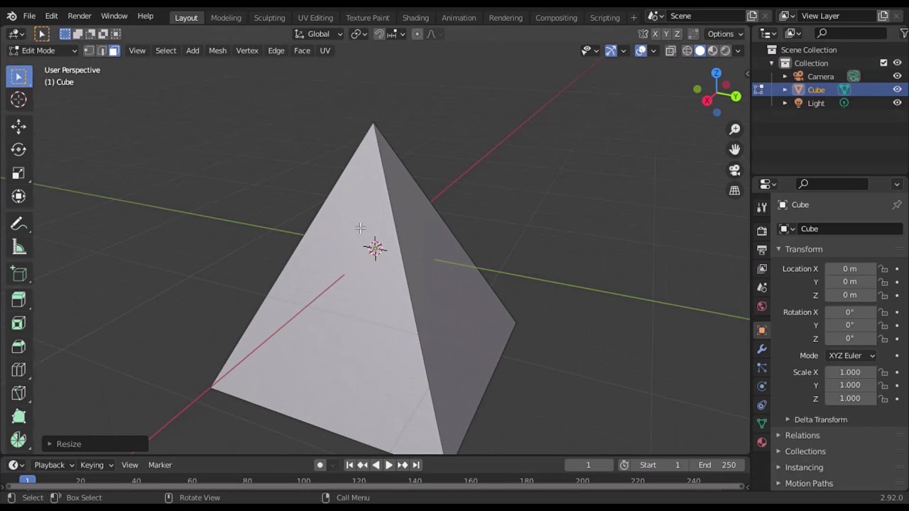 Create a 3D pyramid shape in - one minute || Blender basics || learn blender