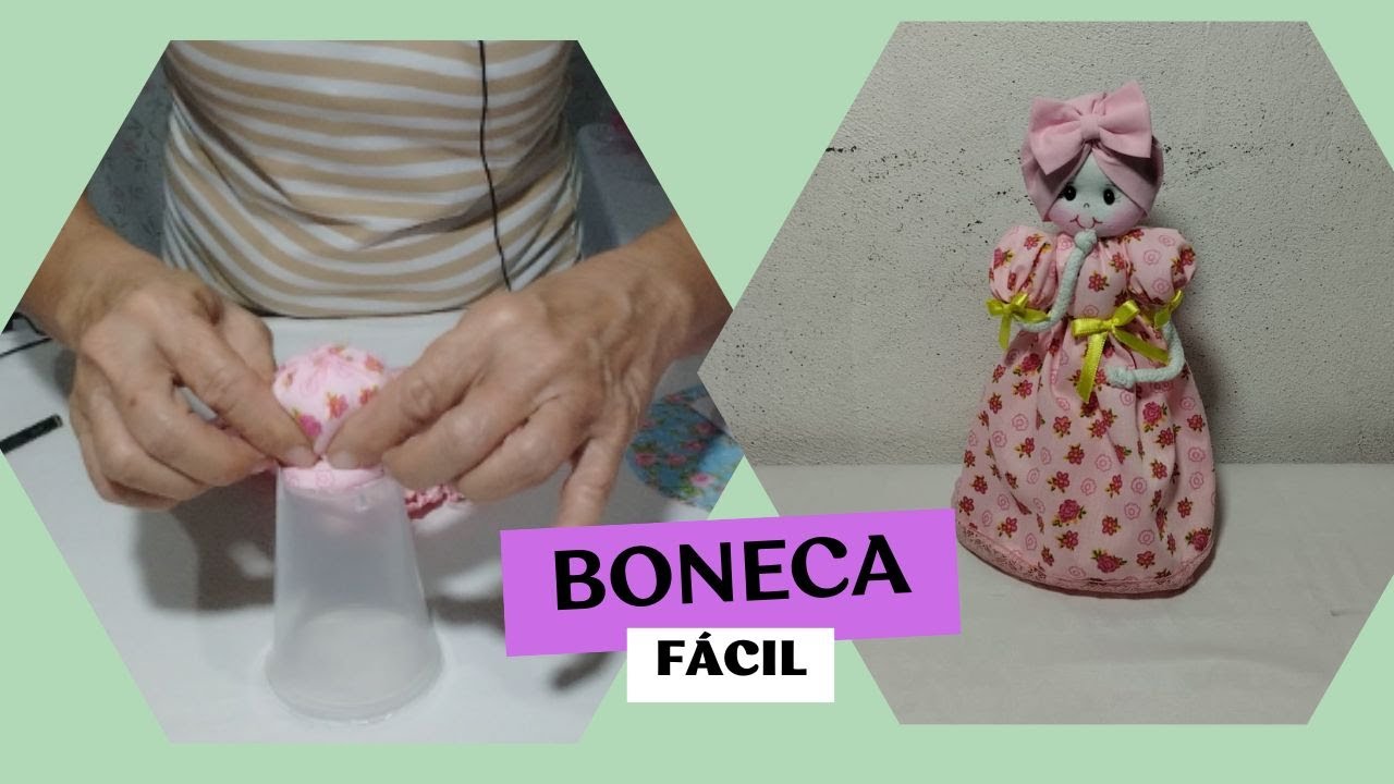 Vamos reciclar copo de requeijão e fazer bonequinha de fuxico com cordão é fácil e linda 💖🎀♻️🌍