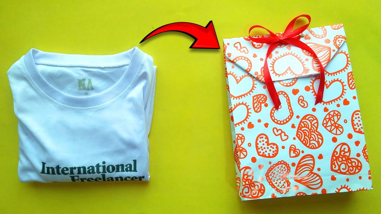 How to Gift Wrap a T-Shirt without Box | Pack a Dress for Gift | Wrap Clothes as Gift without Box