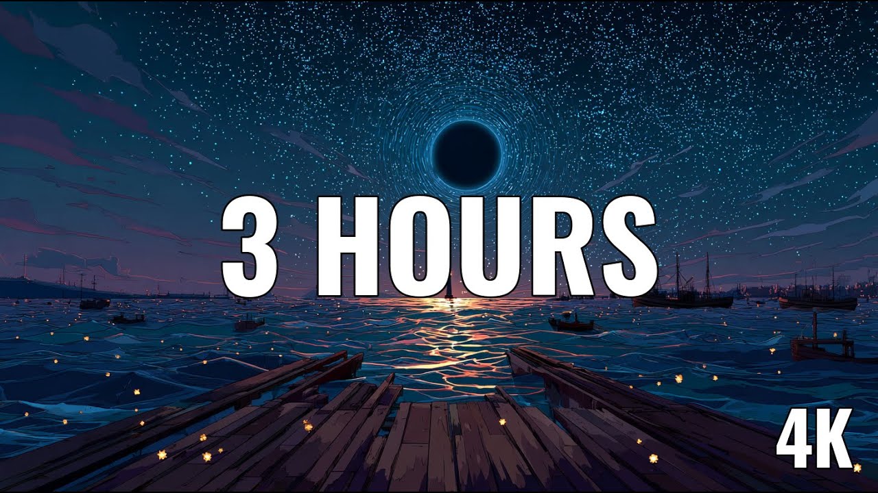 Midnight Ocean Ambience: Dark Moon & Swaying Boats on the Pier (4K, 3 Hours)