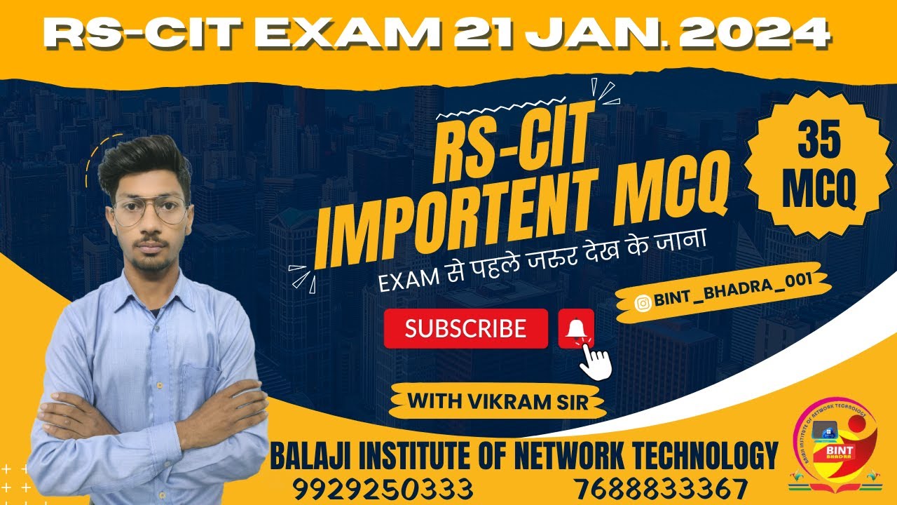 RSCIT Exam January 2024 Important questions by BINT bhadra