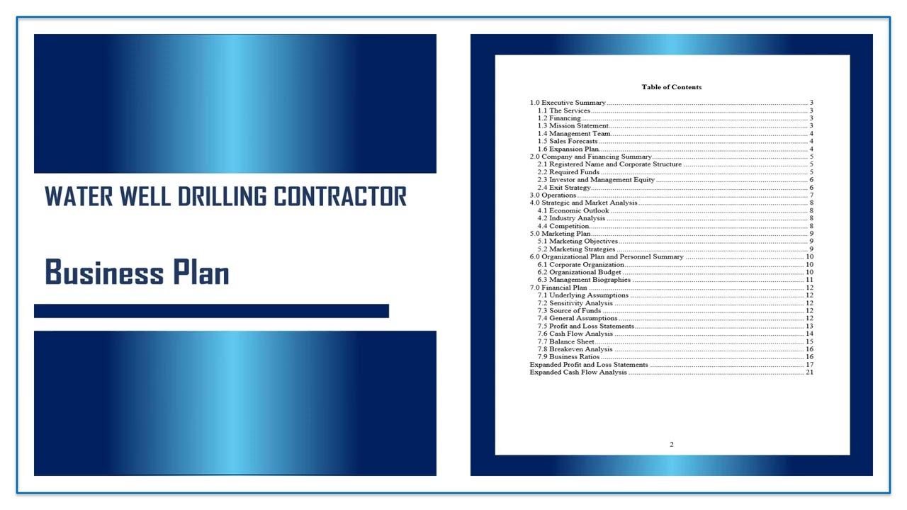 Water Well Drilling Contractor Business Plan Template [2025]