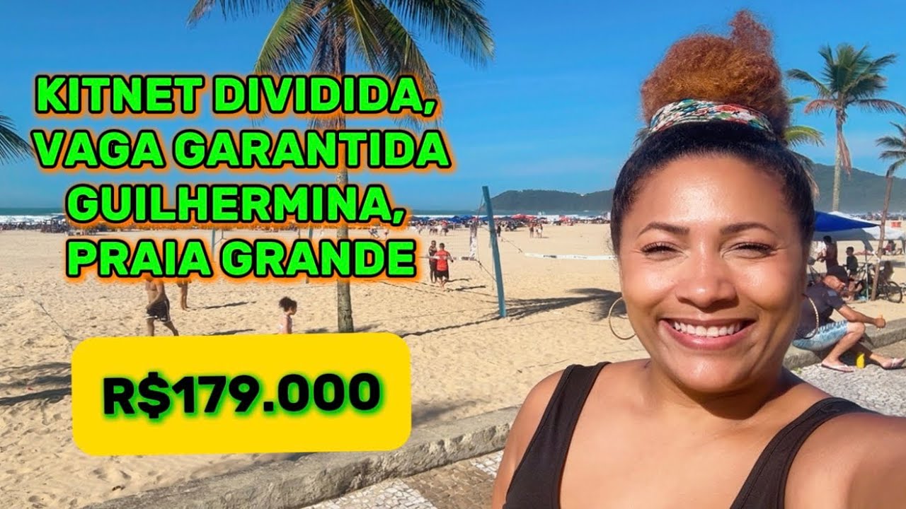 🌊R$179.000 | Kitnet Dividida | Guilhermina, Praia Grande – 1º Andar, Vaga Garantida, OPORTUNIDADE 