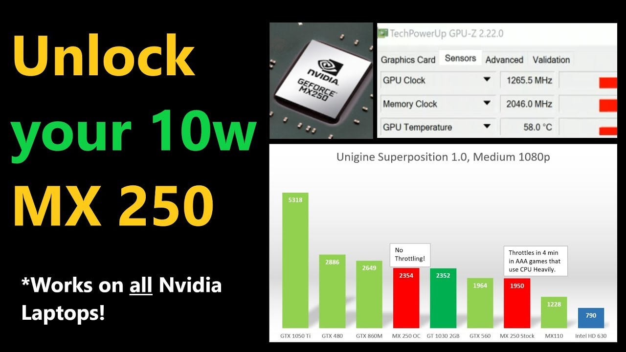 Nvidia Laptop Overclocking Guide [ MX250 & MX150 10w Review ]