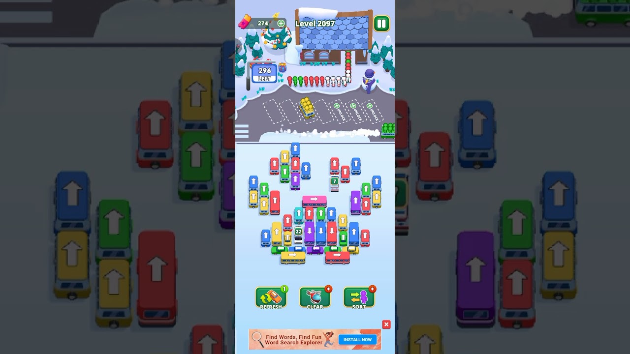 Bus Escape traffic jam 2096 to 2097 level gameplay walk-through 2026