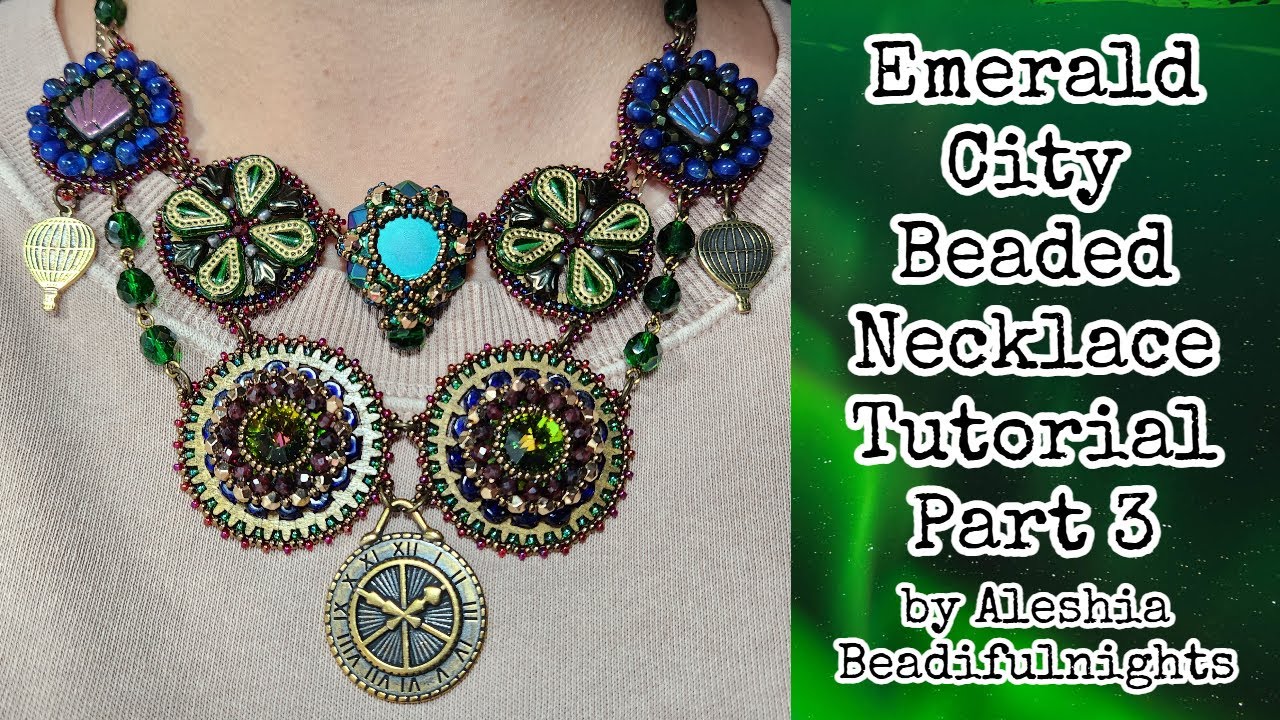 Emerald City Beaded Necklace Tutorial Part 3 | Green Tear Drop Motif #thewizardofoz