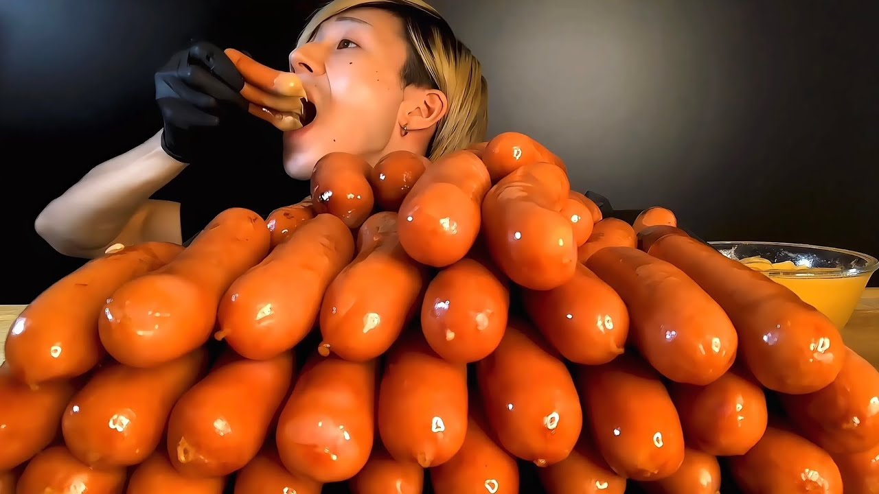 ASMR MUKBANG SAUSAGE AND CHEESY EATING SOUNDSソーセージ 소세지 리얼사운드먹방 EATING SHOW