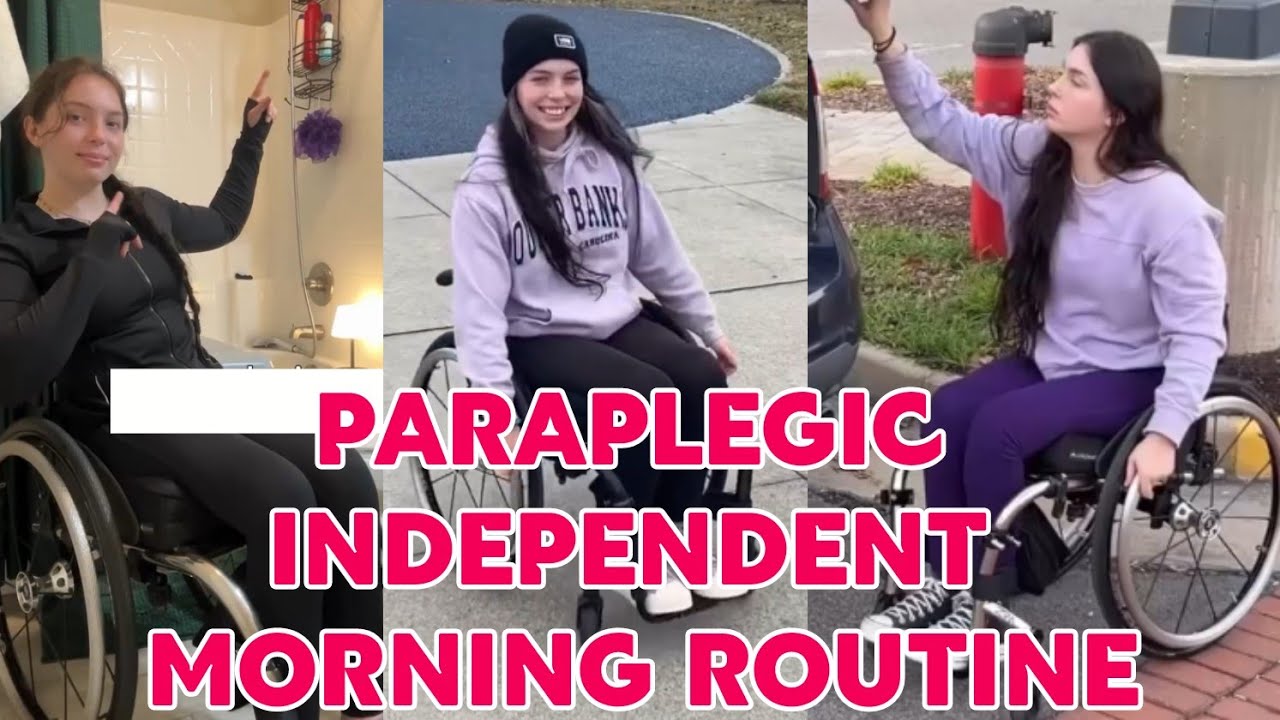 Paraplegic lady adaptive wheelchair user | independent daily routine activities