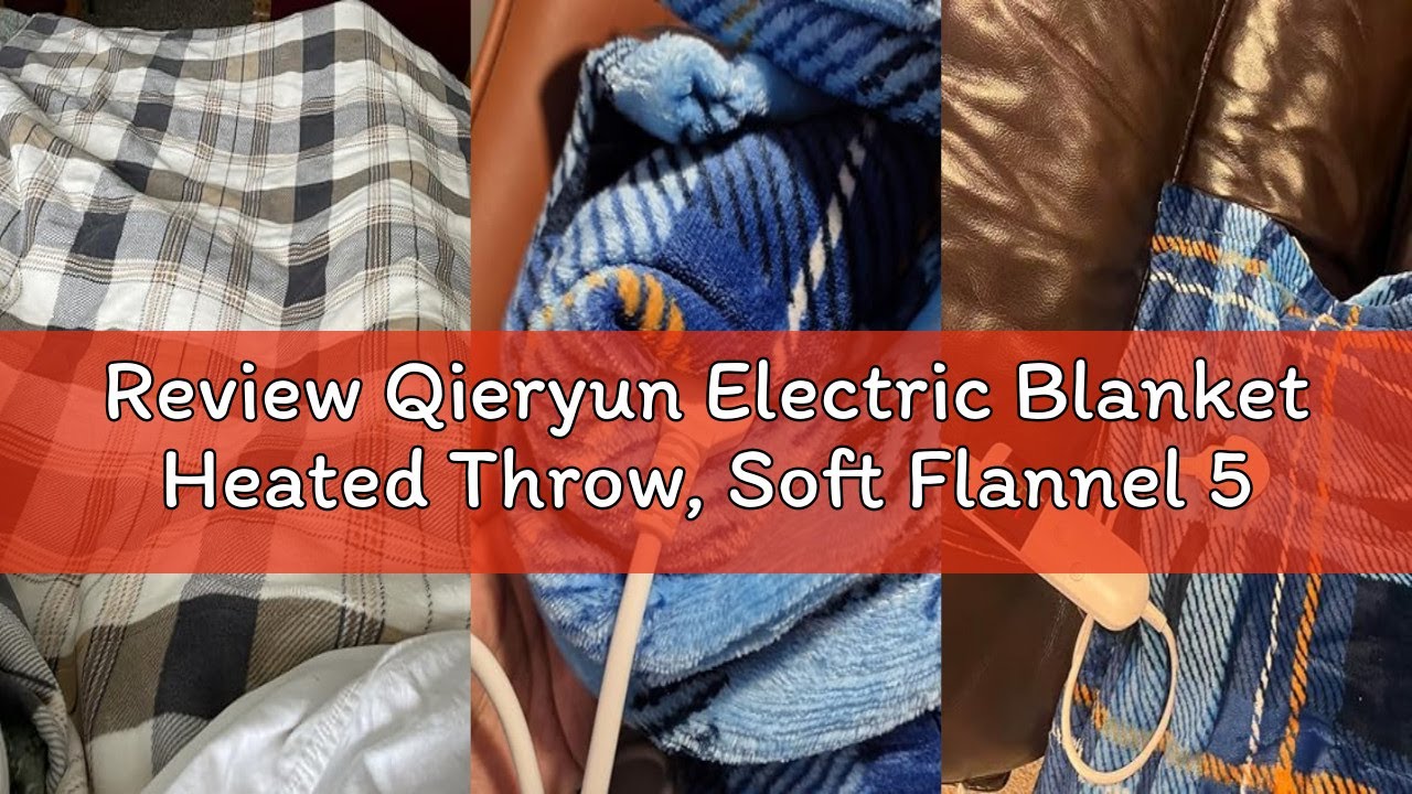 Review Qieryun Electric Blanket Heated Throw, Soft Flannel 50