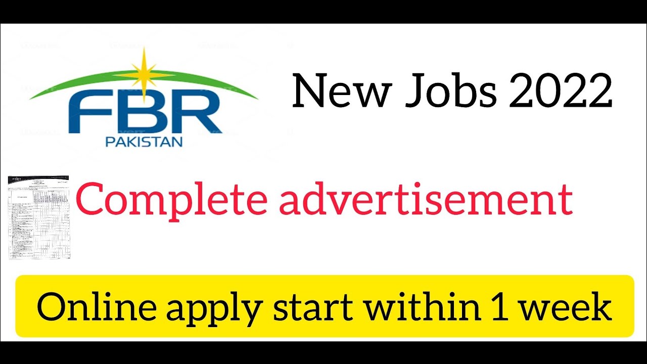 New FBR jobs  July 2022 | Online Apply|| BS 1 -15| Federal Board of Revenue Jobs in Pakistan