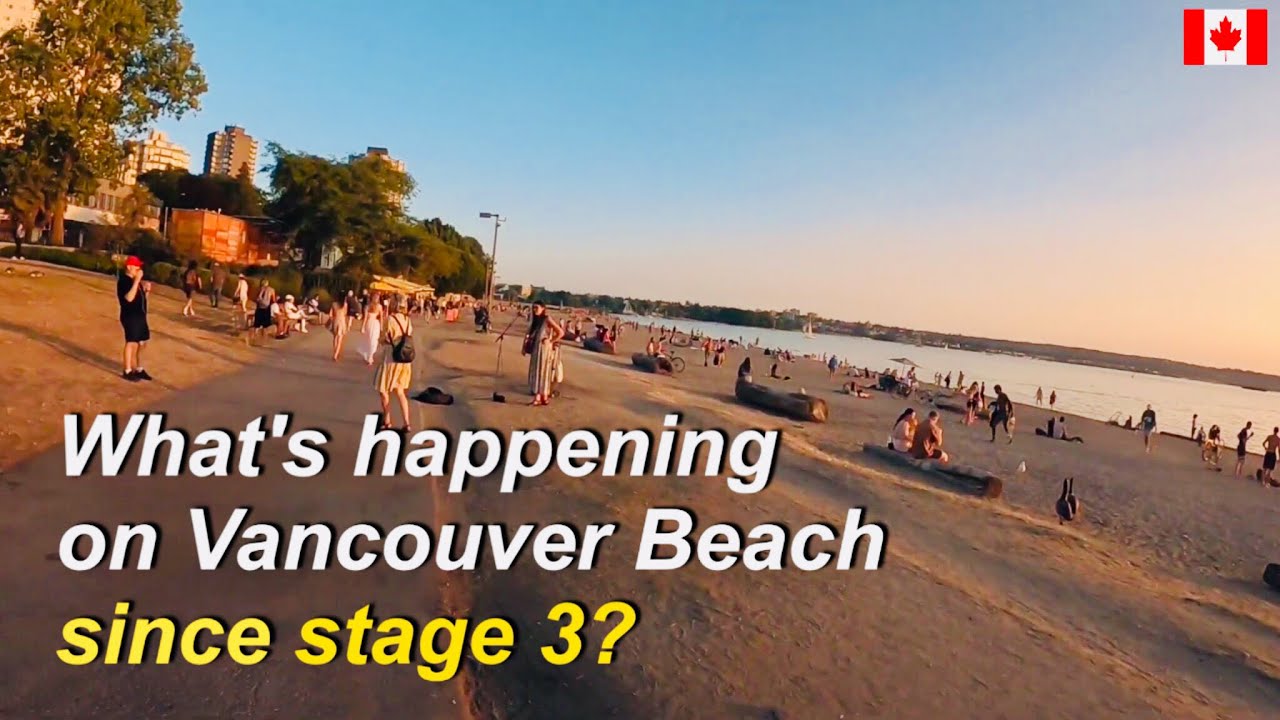 Walk Stage 3 Reopening English Bay Seawall at Sunset Downtown Vancouver Canada 벤쿠버 해변 풍경 3단계 일상생활 돌입