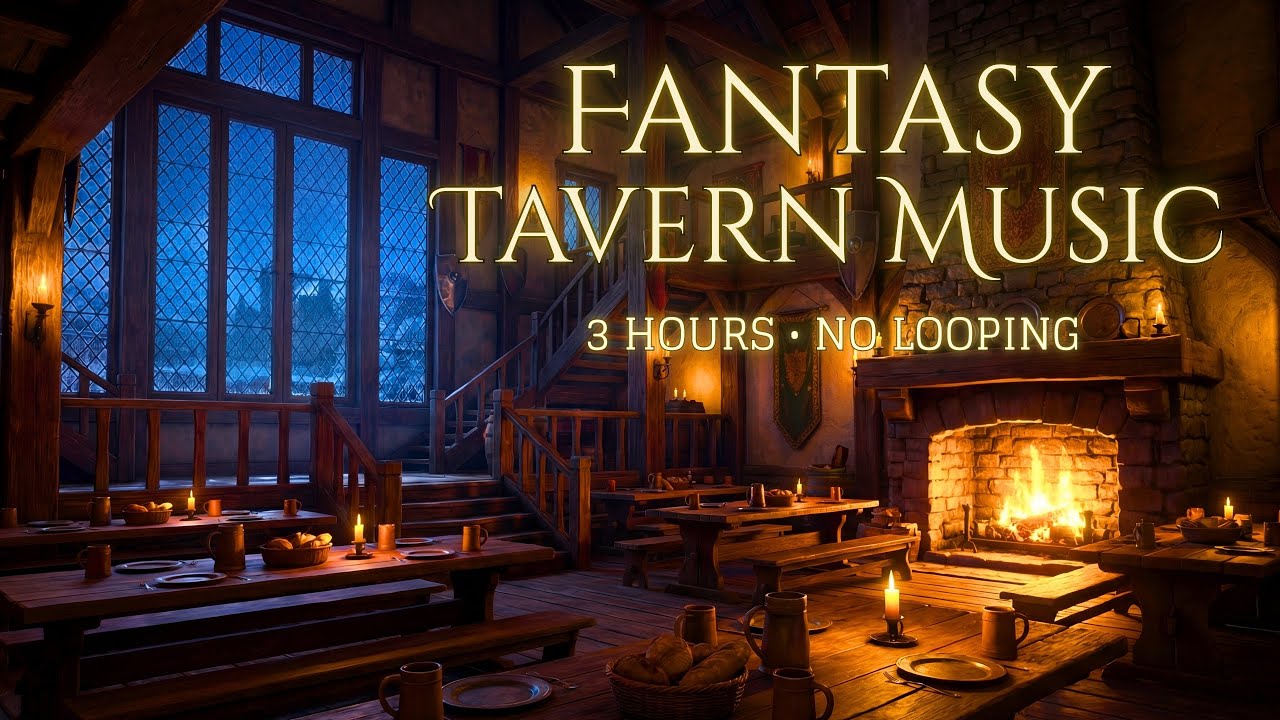 3 Hour Tavern Atmosphere | Fireplace Crackles and Ethereal Celtic Melodies for DnD Sessions & Study