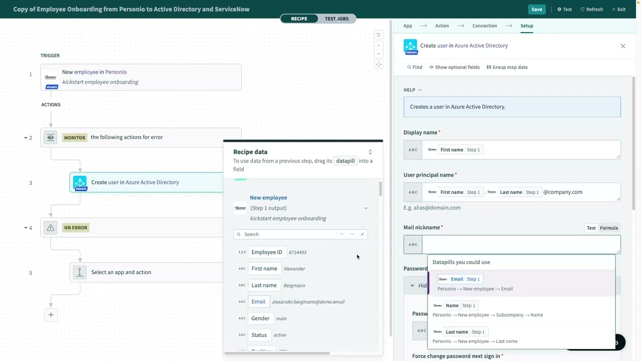 Personio Onboarding/Offboarding automation + Workato Demo