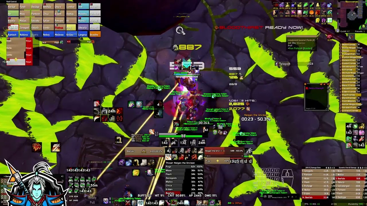 [1312 dps] Naxxramas Guild Speedrun practice with DMF Fury PoV