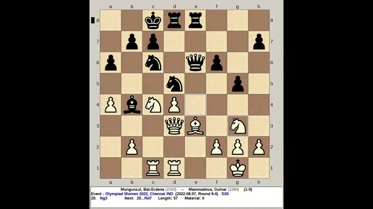 Mungunzul, Bat Erdene vs Mammadova, Gulnar | Chess Olympiad Women 2022, Chennai India