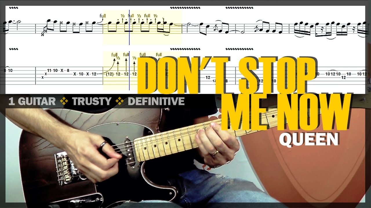 Don't Stop Me Now | Guitar Cover Tab | Solo Lesson | Live Rhythm Parts | B. Track w/ Vocals 🎸 QUEEN