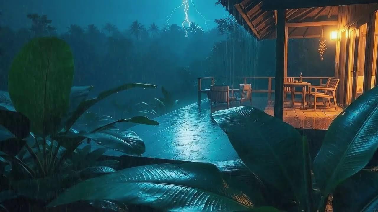Fall Asleep Fast with Steady Rainfall and Low Rumble at Cozy Cabin 🌧️