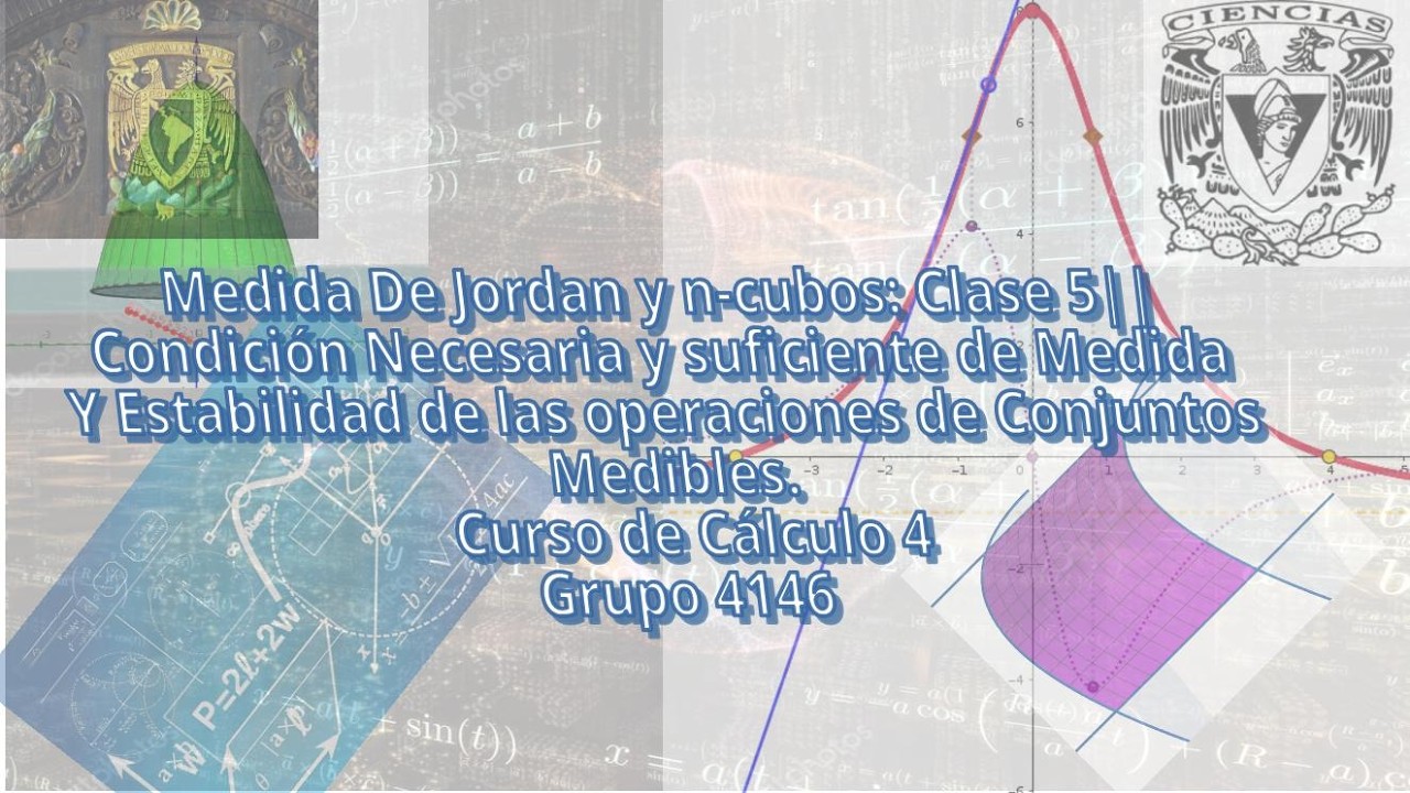 Cálculo 4|| Clase 5: Teorema de Caracterización para Medida; Estabilidad de operaciones de conjuntos