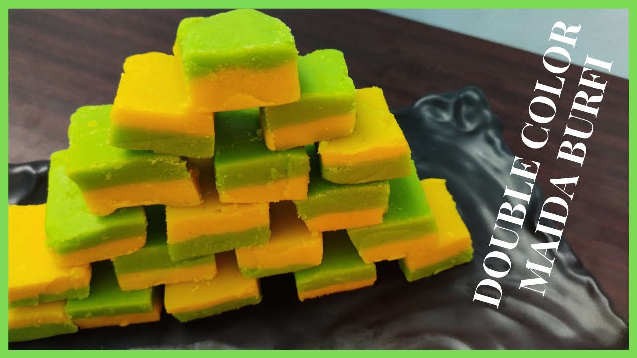 How to do Double Colour Maida Burfi//Maida Burfi Recipe with subtitle//Maida Bufrfi Recipe in Tamil