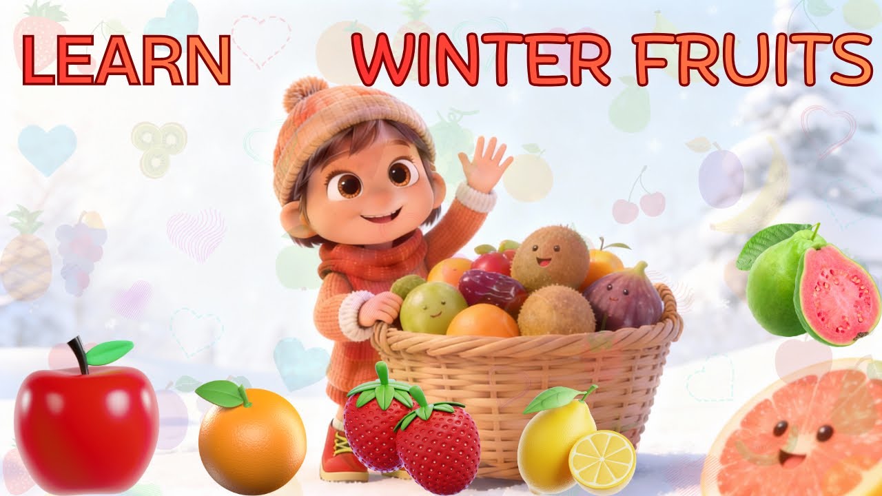 Learn names of winter fruits | Names of winter fruits for kids | kids learning world 