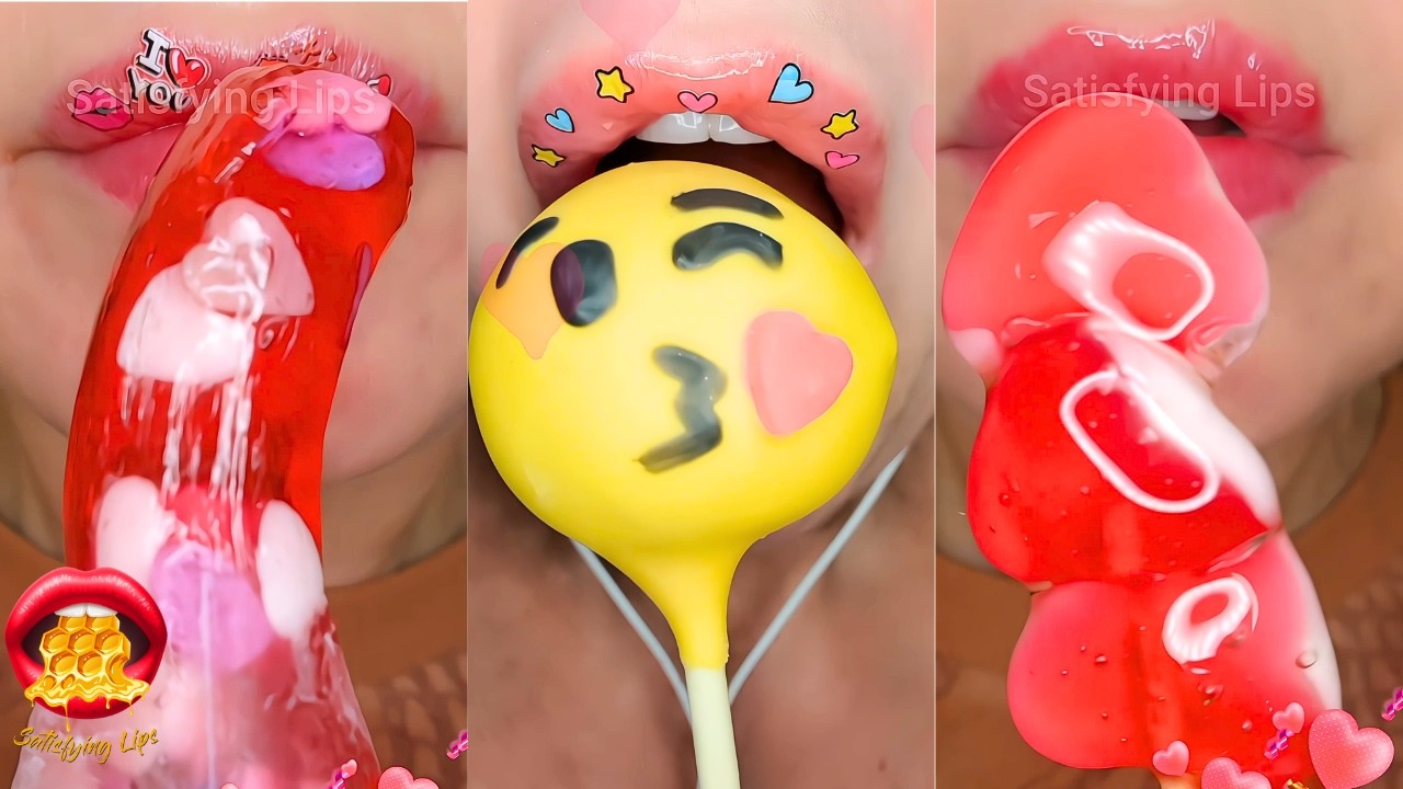 VALENTINES Satisfying ASMR Mouth Sounds Wax Candy Jelly Crystal Candy 먹방
