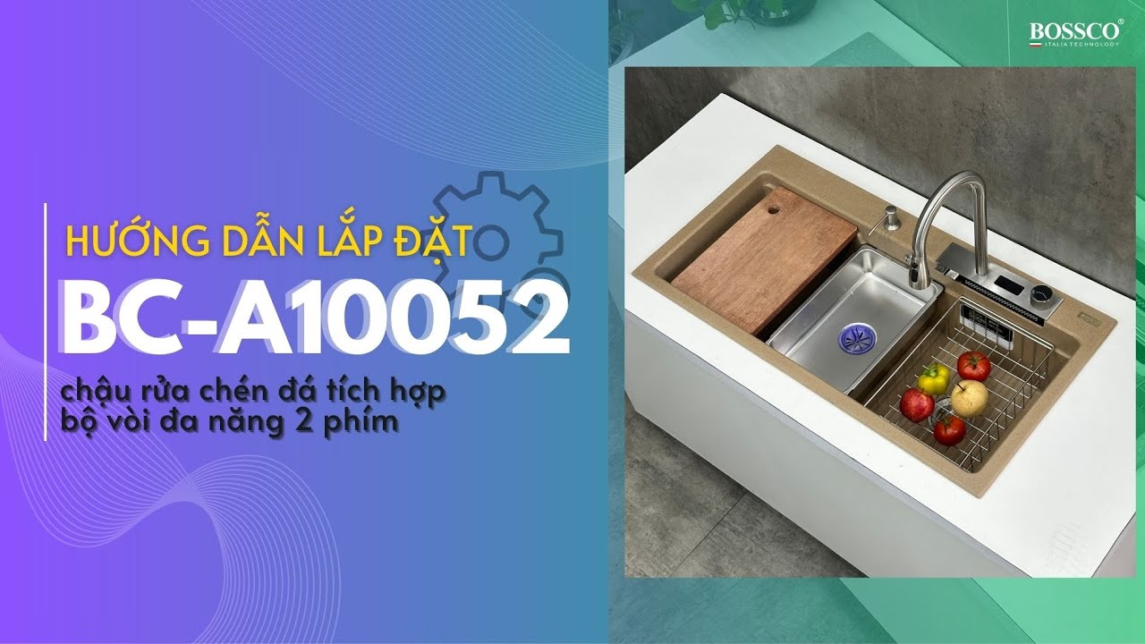 HƯỚNG DẪN LẮP ĐẶT | Chậu rửa chén đá tích hợp bộ vòi rửa đa năng 2 phím BC-A10052