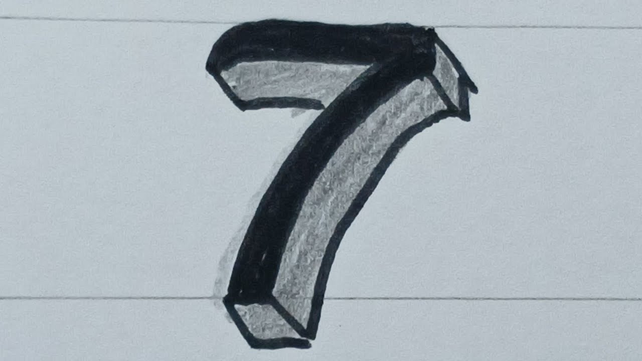 Simple 3D Drawing Number 7 / How To Draw Easy For Beginners
