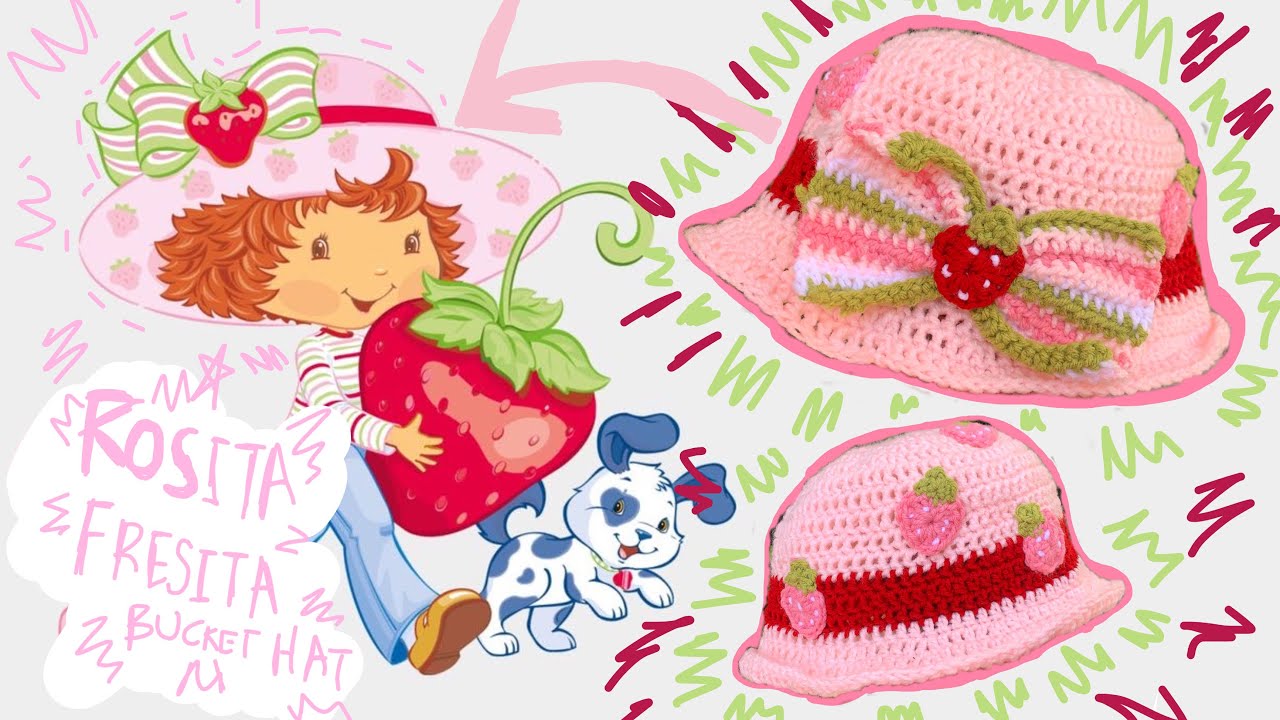 Rosita fresita bucket hat / Strawberry shortcake bucket hat crochet