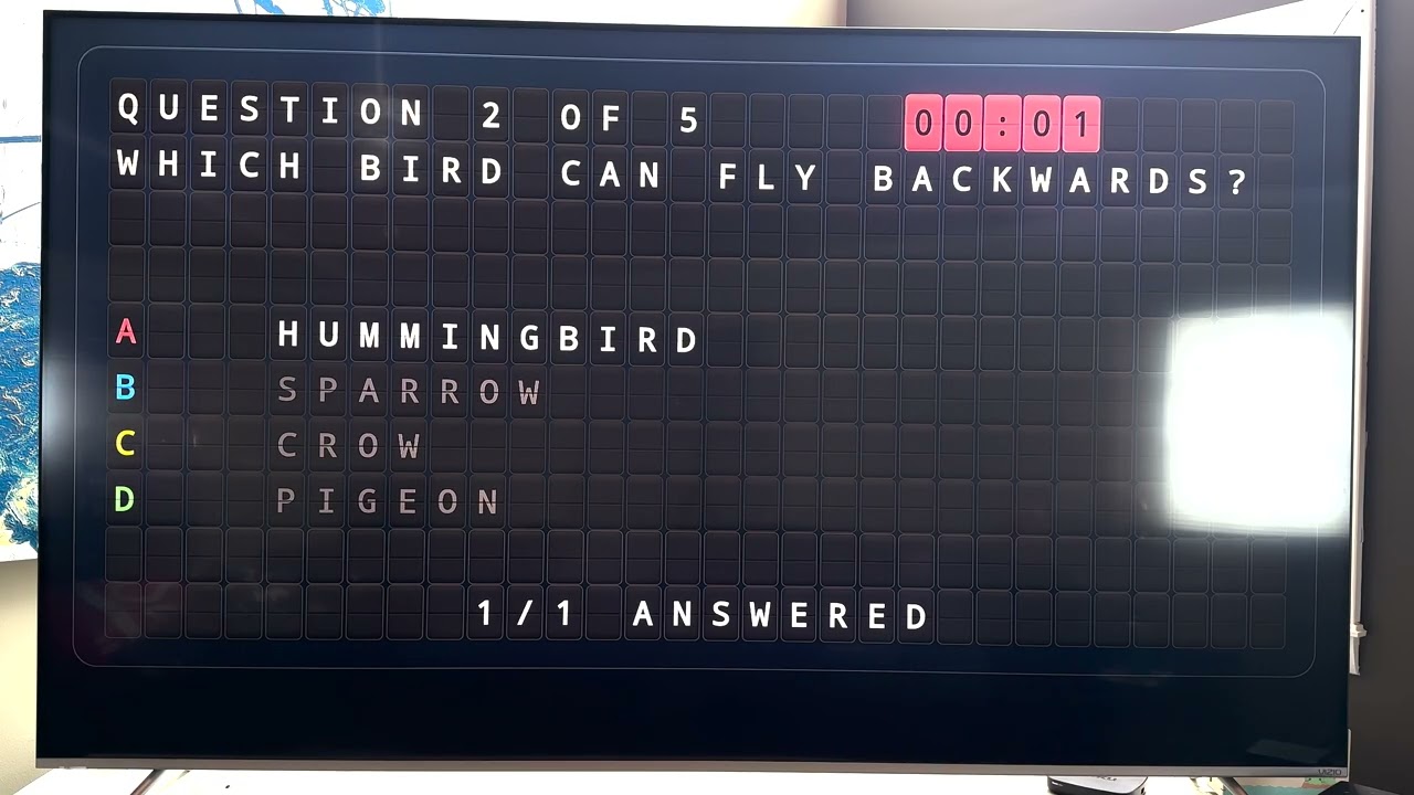 Trivia Night on a TV — Bird Fun Facts (SplitCast Demo)