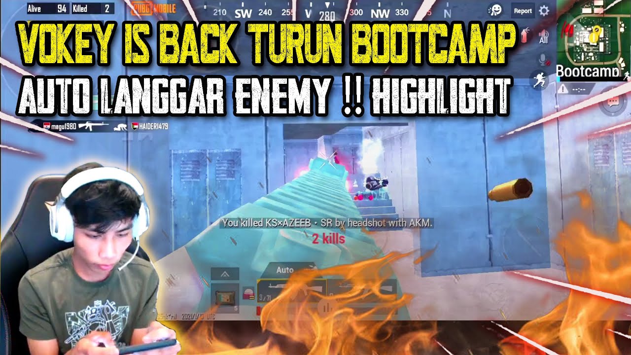 Vokey Is Back Turun Kat Bootcamp | Auto Langgar Enemy | 3 Fingers No Gyro Vokey Gameplay | PUBG