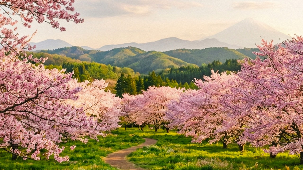 2 Hours of Peaceful Japanese Spring Field | 1440p Nature Ambience