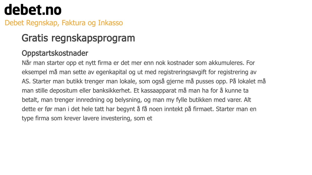 Gratis regnskapsprogram - Debet Regnskap