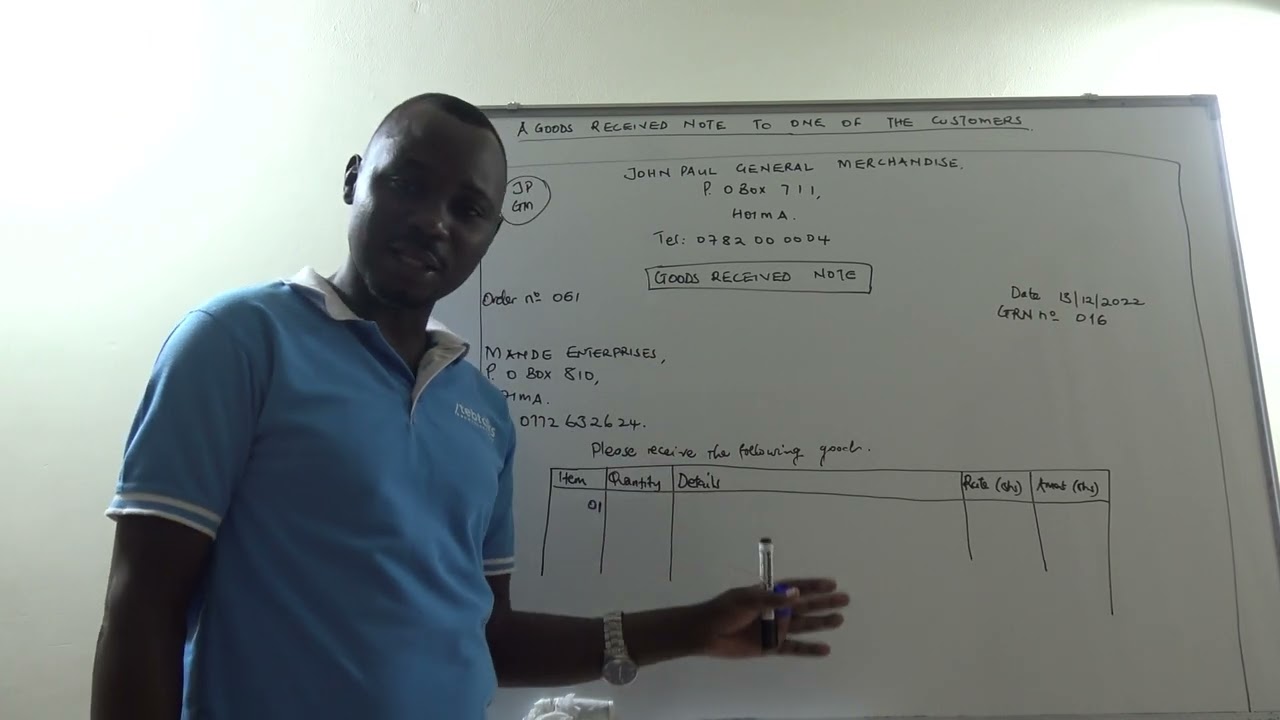 LEARNING HOW TO PREPARE A GOODS RECEIVED NOTE
