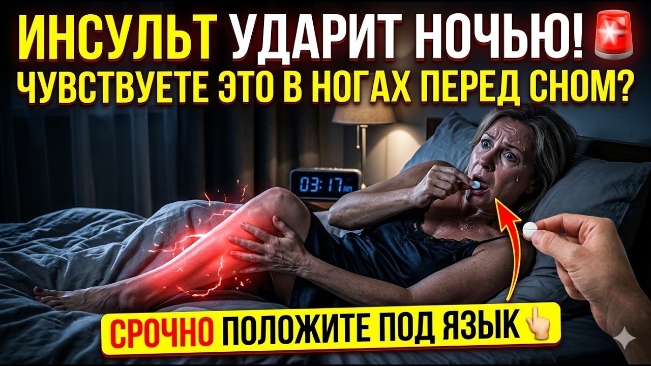 ИНСУЛЬТ УДАРИТ НОЧЬЮ! Чувствуете это в ногах перед сном? СРОЧНО положите под язык.
