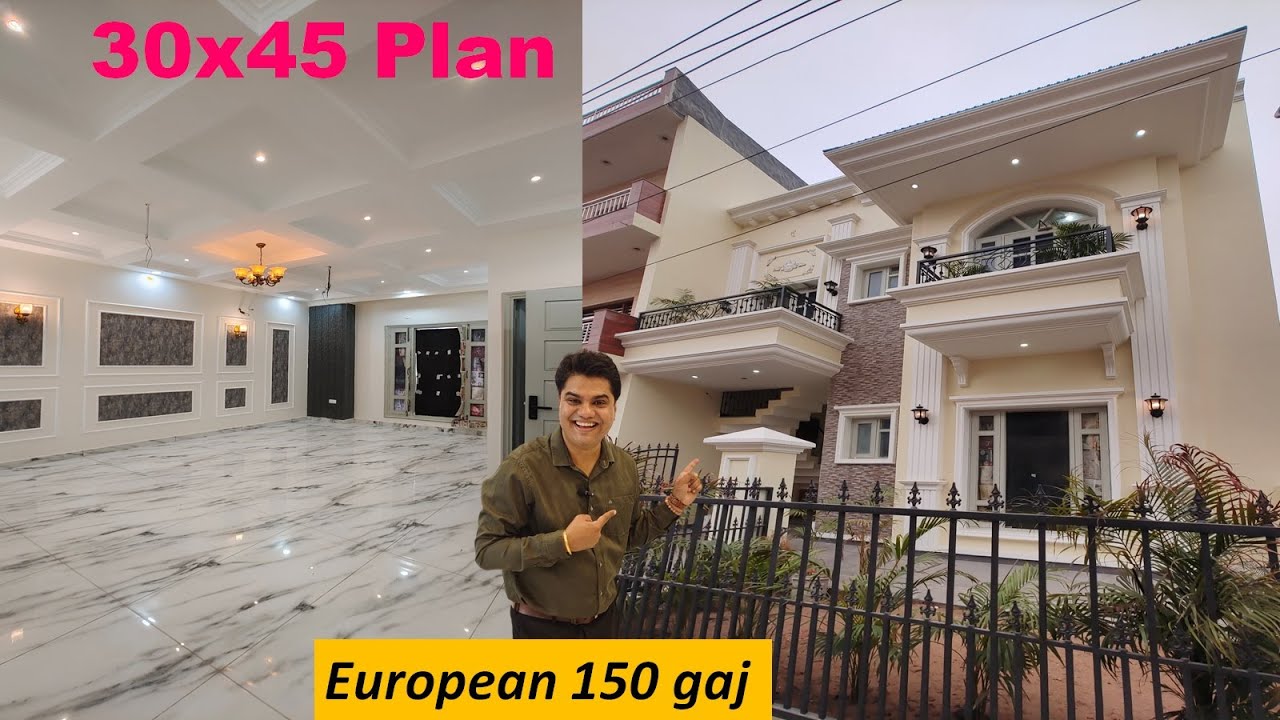 30x45 House Design | 150 Gaj House Design | Small european modern house design | Small House Plan