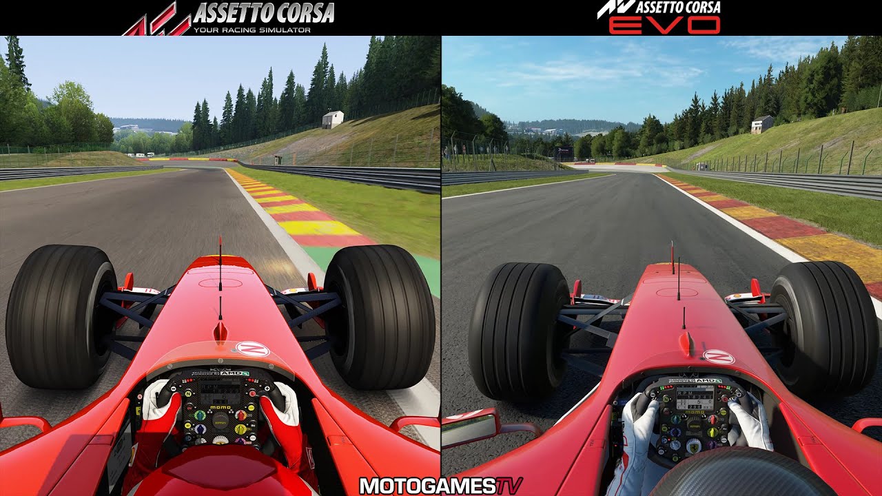 Assetto Corsa vs Assetto Corsa EVO - Ferrari F2004 at Circuit de Spa-Francorchamps
