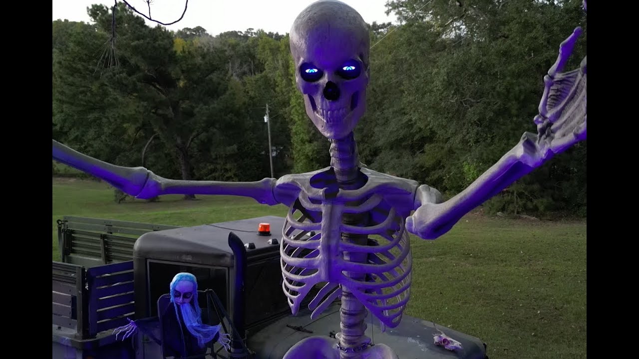 Giant 12ft skeleton and the Deuce and a Half!! Halloween 2024 #halloween #decoration