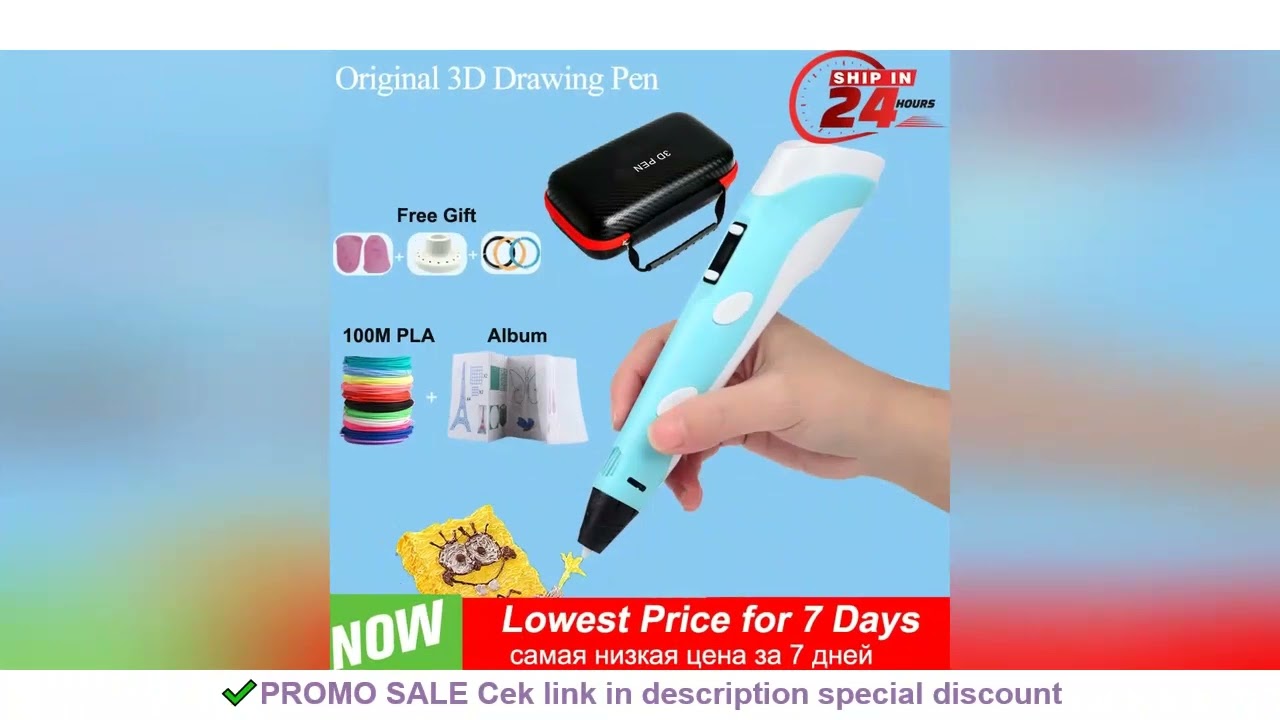 3D Pen for Children 3D Drawing Printing Pen with LCD Screen Compatible PLA Filament Toys for Kids Ch