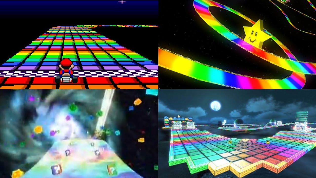 Evolution of Mario Kart's Rainbow Road