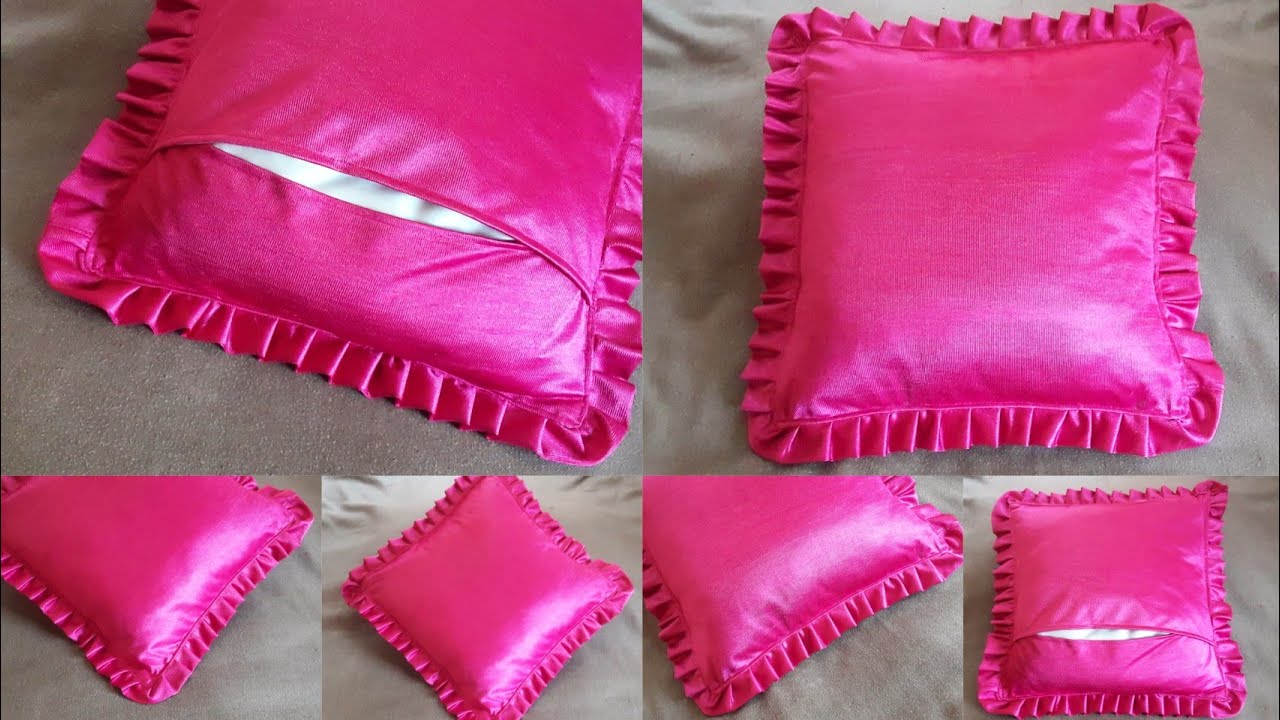 How to make Pillow cover | Frill cushion cover cutting and Stitching