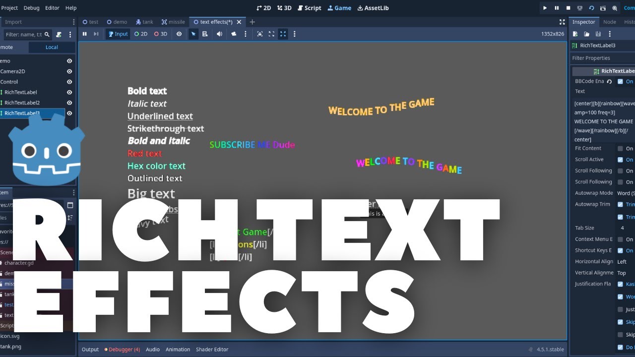 Rich Text Effects in Godot 4+ | Step by Step Guide Tutorial