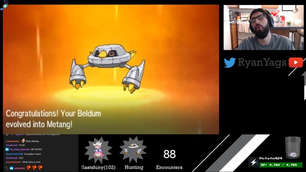 He does it again... Shiny Beldum via SOS evolves into Metang Pokemon Sun and Moon