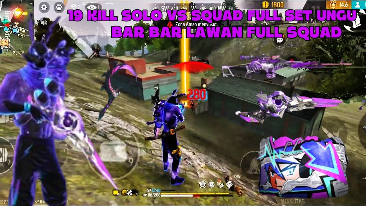 19 KILL SOLO VC SQUAD FULL SET WARNA UNGU !!! BANTAI BANTAI DI BERMUDA — FREE FIRE INDONESIA