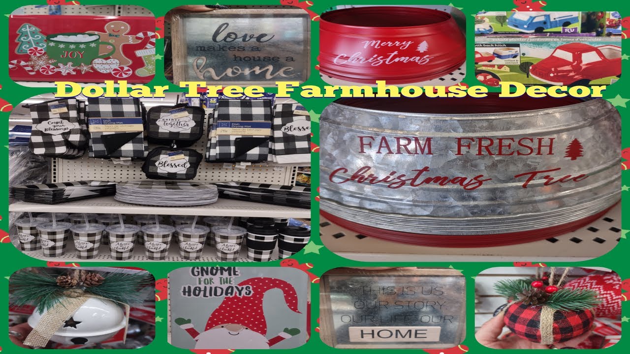 🤶🛒🎄⛄👑🎅 Brand New Dollar Tree Christmas Farmhouse Decor!! Tree Collars/Tins/Decor and More!!🤶🛒🎄⛄👑🎅