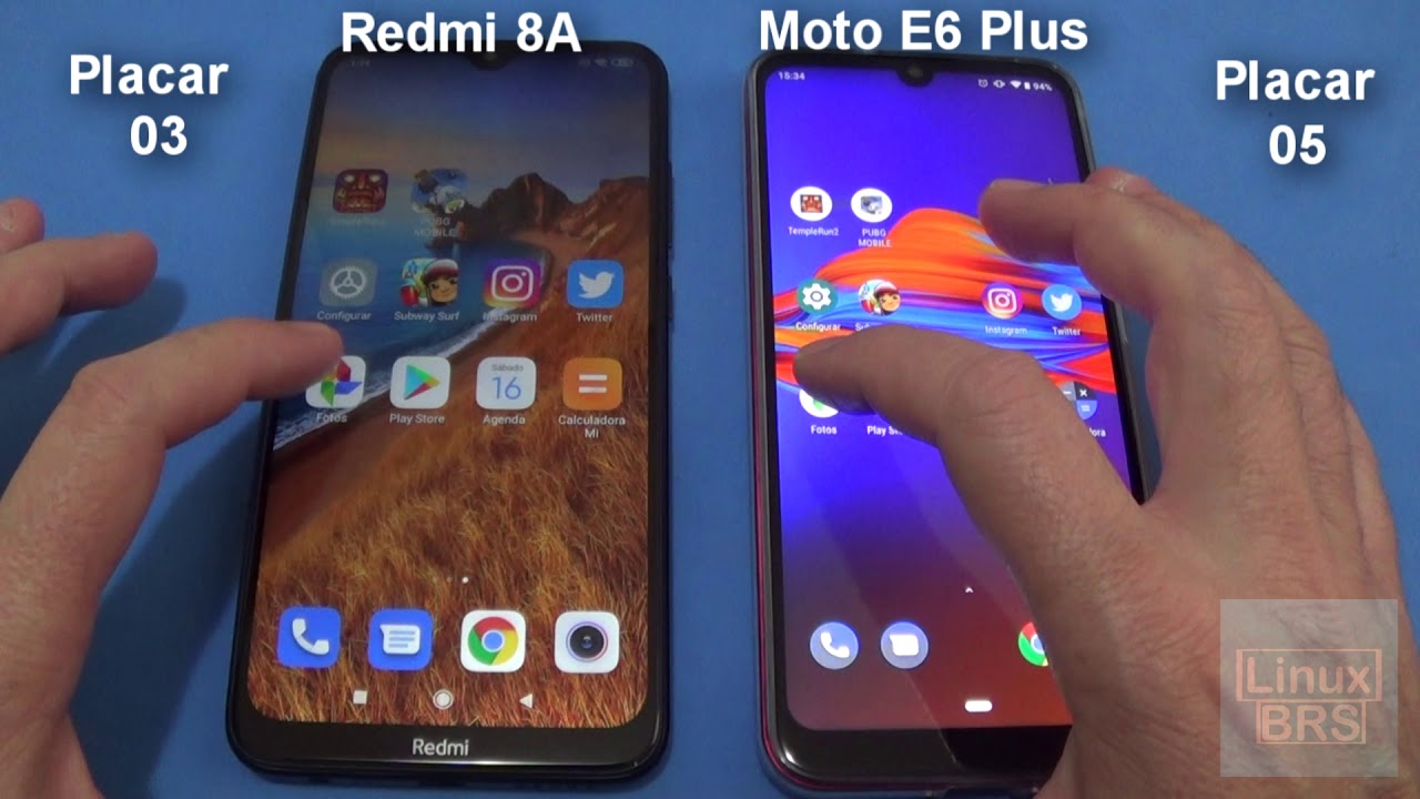 XIAOMI REDMI 8A E MOTOROLA MOTO E6 PLUS - SPEED TEST - PORTUGUÊS