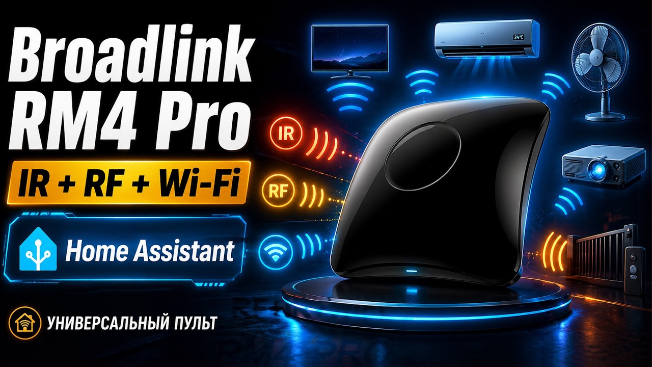 Broadlink RM4 Pro - универсальный wi-fi пульт для IR и RF кодов, интеграция в Home Assistant