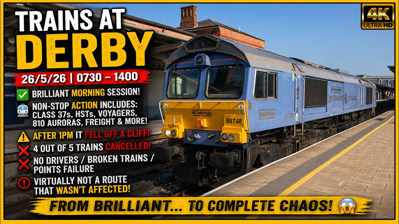 TRAINS at DERBY,  Busy Morning&hellip; Total Chaos by Afternoon!