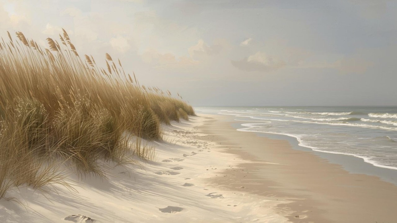 Coastal Dunes Seascape Vintage Painting | Frame TV Art Display | 2-Hour Screensaver